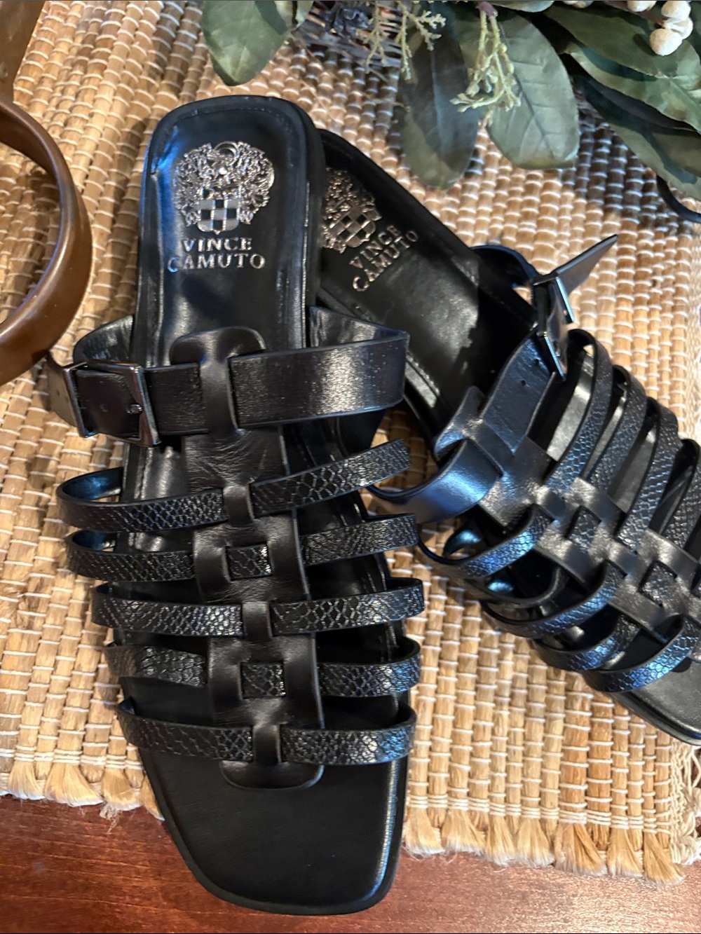 Vince Camuto Men's Black Multi-Strap Slide Sandals